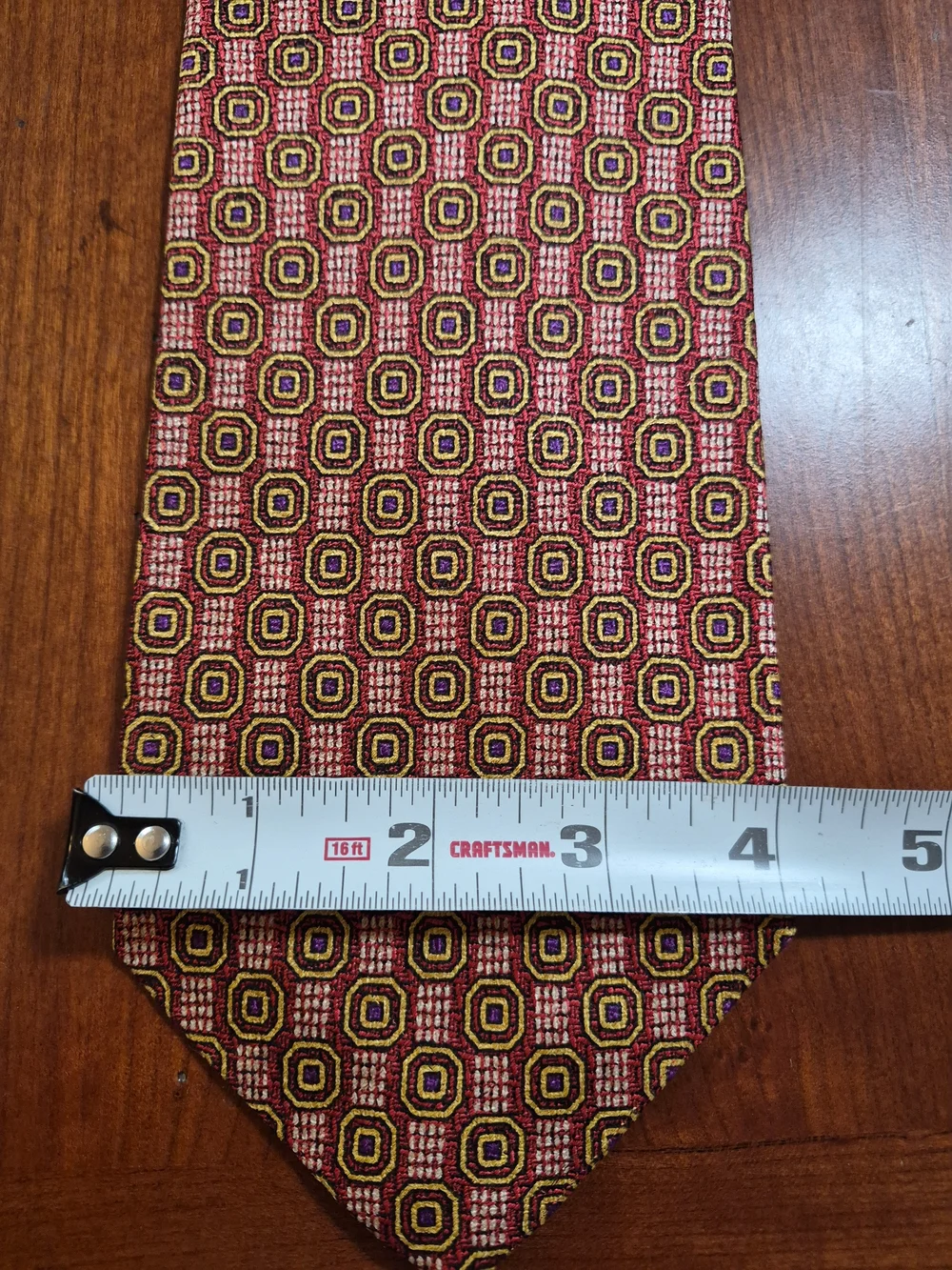 Robert Talbott Red Geometric Silk Best In Class Tie with Gold and Black Accents